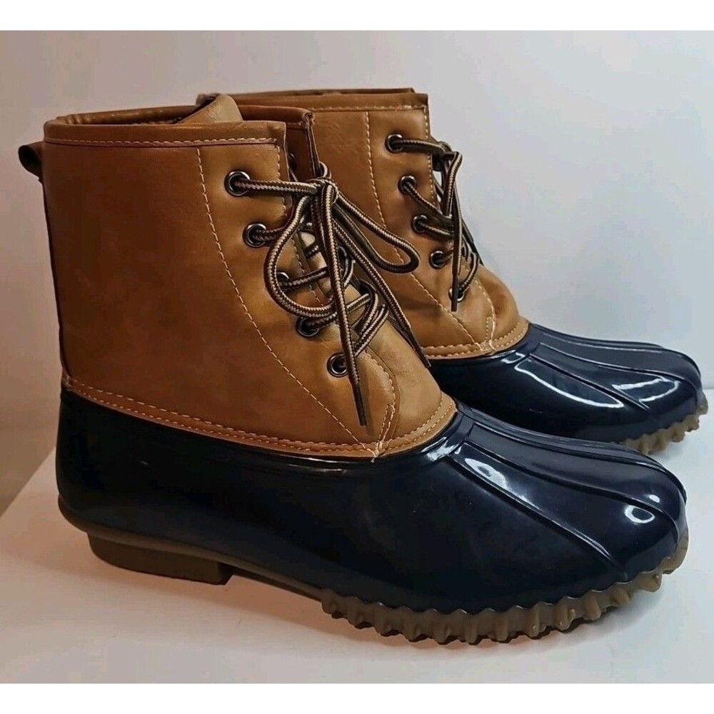 Women’s Duck Boots Size 9 Cognac Brown Waterproof Rain Snow Boots Duckie